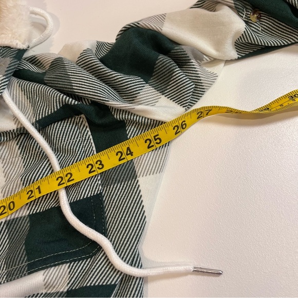 y2k green and white plaid hooded button up long sleeve top vintage fall coquette - Picture 6 of 8